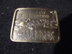 WALL DRUG '' THE ICE WATER STORE '' BRONZE BELT BUCKLE SOUTH DAKOTA - Picture 1 of 2