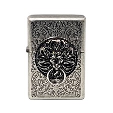 Zippo Lighter The Gate SA Silver Unpolish Lion Antique Emblem Windproof Gift