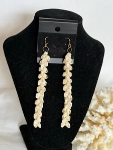 Hawaiian 100% Shell  MOMI white  Earrings  3”1/2 - Picture 1 of 3