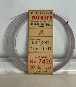 Nuevo de Lote Antiguo Pflueger DURITE Líder de Pesca Material No. 7420 20 lb color niebla - Imagen 1 de 8