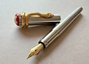 Montblanc Snake Gold Fountain Pen Agate 0.5mm Fine Nib Gift Collectible Writing - Picture 1 of 6