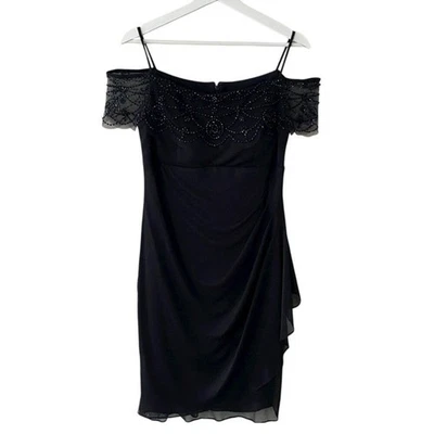 DJ-Jaz Black Off Shoulder Bodycon Cocktail Evening Dress Women 12 - Image 1 of 4