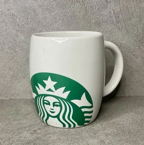 Starbucks 2015 Barrel Coffee Mug White Green Mermaid Logo Lovely Condition - Picture 1 of 12