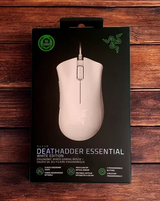 NEW In Box!! Razer DEATHADDER ESSENTIAL Wired Optical Gaming Mouse - WHITE - Image 1 of 4