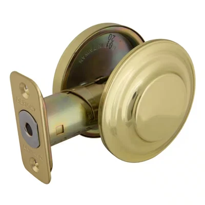 Polished Brass Single-Sided Deadbolt with outside Plate - Image 1 of 4