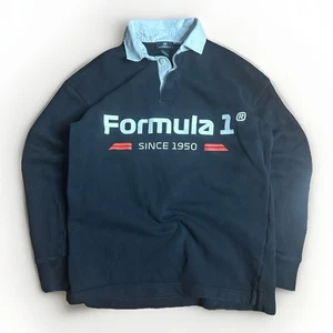 Polo Rugby H&M x Formula 1 One Uomo Piccola Nera Logo Manica Lunga Corsa - Foto 1 di 6