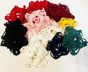 Lote de 16 adornos vintage hechos a mano ganchillo algodón encaje costura multicolor - Imagen 1 de 9