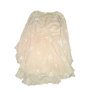 Free People Jasmine Kimono Fit Dress Women's Size 2 Beige Floral Embroidered - Picture 1 of 7