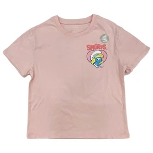 Girls Pink Smurfs Love Valentines Day T-Shirt Tee Shirt Medium - Picture 1 of 2