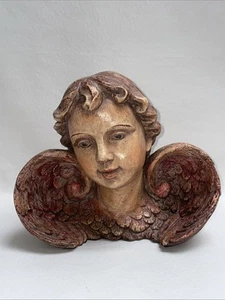 Vintage Winged Angel Cherub Putti Sculpture Bust Figurine Heavy - Picture 1 of 13