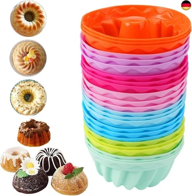 24 Stück Mini Gugelhupfform Silikon, Wiederverwendbare Gugelhupf Backform Klein  - Bild 1 von 4
