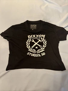 Dixxon Flannel Co Shirt Size M Sturgis Sketchy Crest Black Crop Top Women's New - Picture 1 of 6