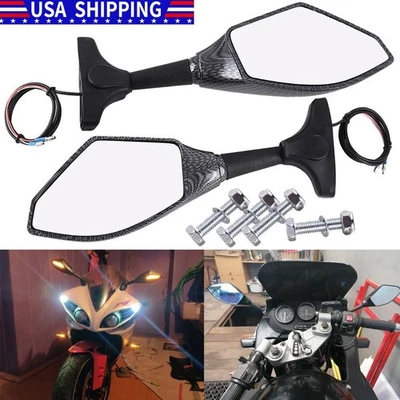 LED Turn Signal Rear View Mirrors For Kawasaki Ninja 1000 ZX1000 ZX6 ZX600 ZX6R Foto 1 de 4