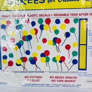 VNTG 1993 BIRTHDAY BALLOONS Stik-EES Creative Fun Plastic Window Clings Bulletin - Picture 1 of 5