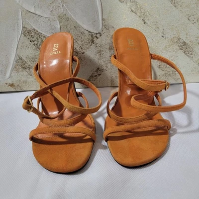 Bakers Strappy Suede Stiletto Heels Sz 6.5 Burnt Orange & Gold Possibly Vintage - Image 1 of 4
