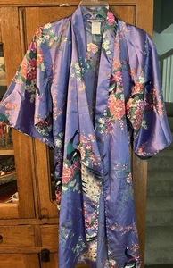 Juguemm Kimono Purple Peacock Japanese Robe Size 40, S/M - Picture 1 of 8