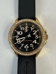 Juicy Couture Womens Watch Black Silicone Band Black Dial Crystals New Battery - Picture 1 of 4
