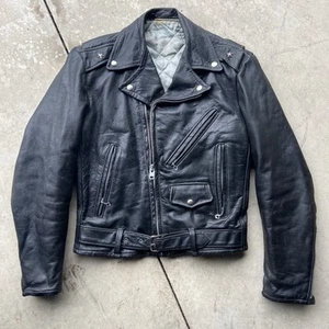 1960s 60s Leather MC Jacket - Picture 1 of 4