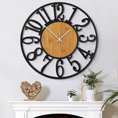 Large Wall Clock for Living Room Decor, 24 Inch Non Ticking Silent, Battery O... - Image 1 of 4