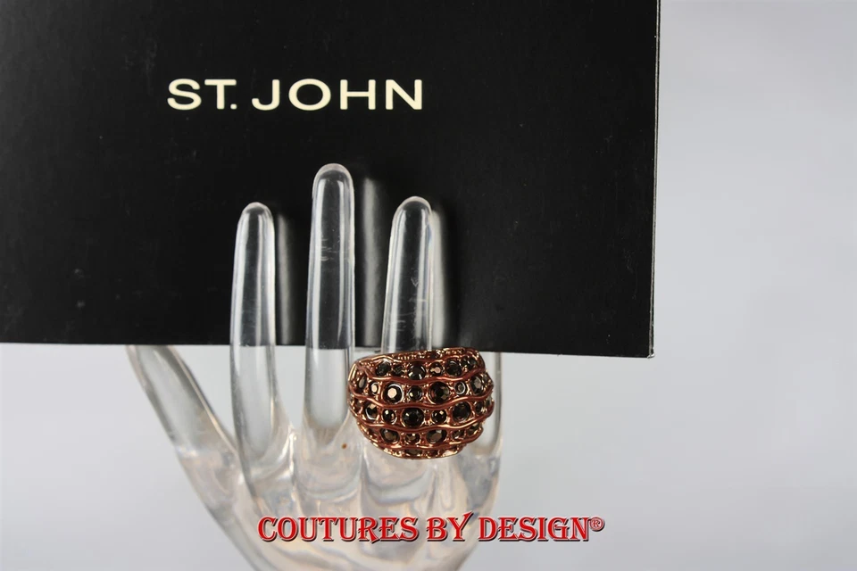 St John вязаные куполообразный коктейльное кольцо меди с черный кристаллы Swarovski 7,0 новый с Ярлыками - Изображение 1 из 1