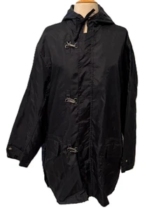 Banana Republic Hoodie Coat Men Black Nylon Rain Utility Coolmax Metal Closure - Picture 1 of 10