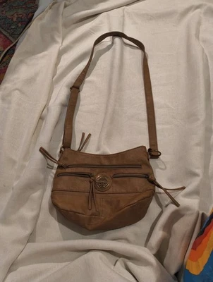 Stone Mountain Crossbody Bag Brown Faux Leather Purse Boho Travel Pockets  - Image 1 of 4