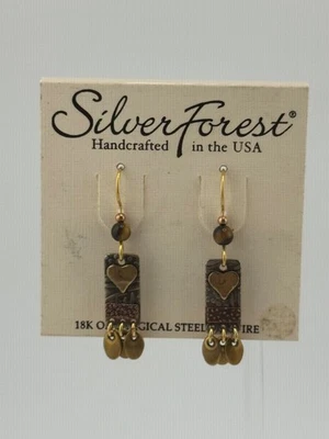 Silver Forest Heart Dangle Earrings - Image 1 of 4
