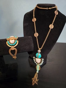 STELLA & DOT TOTEM TASSEL PENDANT NECKLACE + BRACELET - Picture 1 of 4