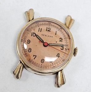 Stunning Vintage SEELAND Watch Waterproof Swiss Wind Up Runs Fancy Lugs Swiss - Picture 1 of 9