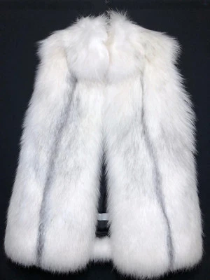 NUEVO Yves Salomon Chaleco de Piel de Zorro Blanco Abrigo Invierno Nieve Foto 1 de 4