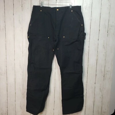 Pantalones de carpintero vintage Carhartt B01 para hombre negros doble frente talla 38x33 Foto 1 de 4