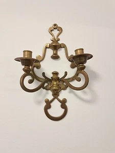 Wall Candle Holder - 2 Compartment Candle Holder - Brass - H 32cm - Vintage - Picture 1 of 18