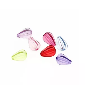 Teardrop Acrylic Beads 15mm x 10mm - Assorted Rainbow - 50 Beads - K147 - Picture 1 of 2