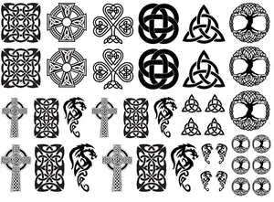 Calcomanías de vidrio fundido negro Celtic Knot Fun 39 piezas de 0,5 a 1,25 pulgadas - Imagen 1 de 1