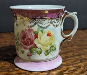 Vintage Porzellan Becher spätviktorianisches Zeitalter - rosa mit Rosen & Golddetails deutsch - Bild 1 von 10