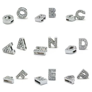 10 un. tiras de teléfono de 8 mm estrás medio nombre pulsera letras A-Z deslizable ajuste hágalo usted mismo - Imagen 1 de 36