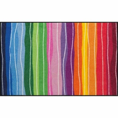 Salonloewe Fußmatte waschbar Pure Style Wavy Lines Bunt 75x120 cm Fußabtretter - Bild 1 von 4