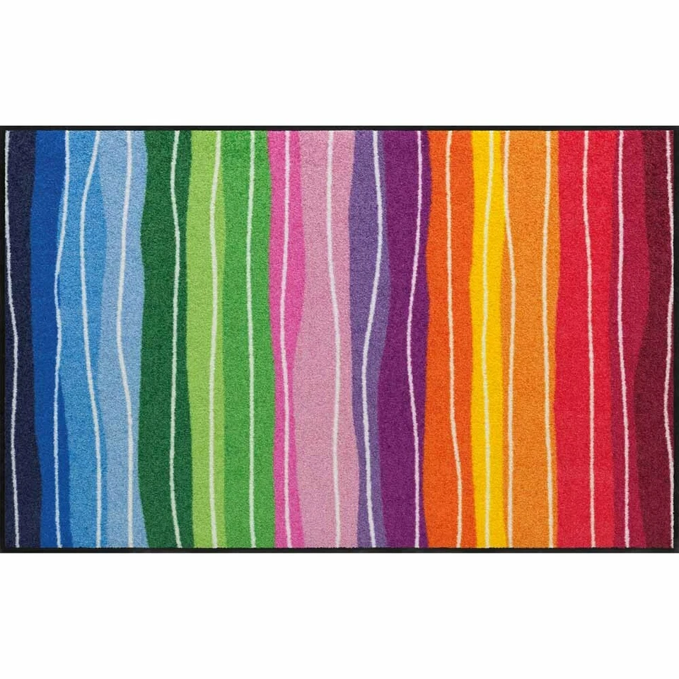 Salonloewe Fußmatte waschbar Pure Style Wavy Lines Bunt 75x120 cm Fußabtretter - Bild 1 von 4