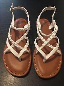 Mia Womens Dannie White Braided Thong Flats Casual Sandals Size 9