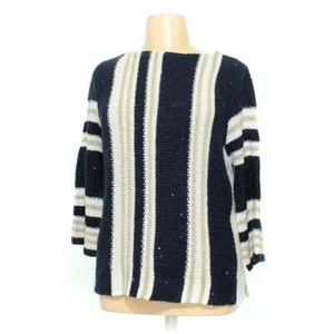NUEVO CON ETIQUETAS NUEVO $99 CHICOS 2 M 12 LENTEJUELAS AZUL MARINO BLANCO ORO SUÉTER 46" BUSTO - Imagen 1 de 9