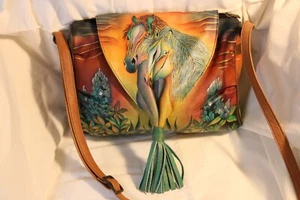 Anuschka Hand-Painted Leather Shoulder Tote New - Picture 1 of 5
