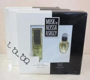 3 MUSK BY ALYSSA ASHLEY EAU DE TOILETTE SPRAY 0.5 OZ & PERFUME OIL 0.17 OZ - Picture 1 of 2