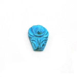 Stabilized Turquoise gemstone floral carving for jewelry making , Turquoise gem - Picture 1 of 6