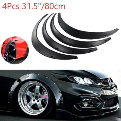 For Honda Civic 4Pcs 3.1" Wheel Arches Fender Flares Extra Wide Body Kit Black - Image 1 of 4