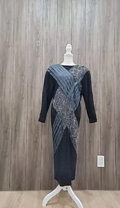 Vintage Hannah Pang Suede Black Beaded Leather Maxi Oversized Dress - Picture 1 of 11