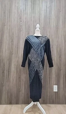 Vintage Hannah Pang Suede Black Beaded Leather Maxi  Oversized Dress  - Image 1 of 4