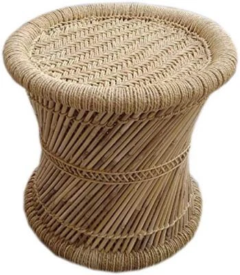 Home & Craft ! Pure Handmade Bamboo Mudda Stool with Beige (15 X 16) Inches - Image 1 of 3