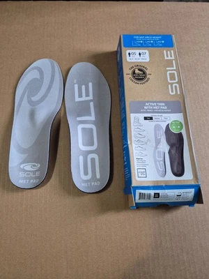 SOLE Active Thin with MET Pad Custom Footbeds Men's Size 5 / Women's Size 7 NEW - Photo 1/4