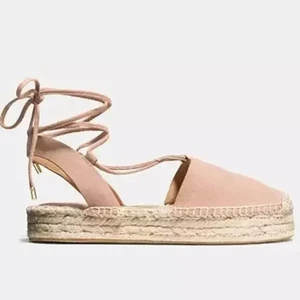 Coach Rita Espadrille-Sandalen Damengröße 6M hellbraunes Wildleder Schnürschuhe flache Schuhe - Bild 1 von 23