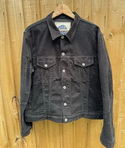 Pretty Green Corduroy Denim Jacket Mens Large Black Button Up Cord - Picture 1 of 5